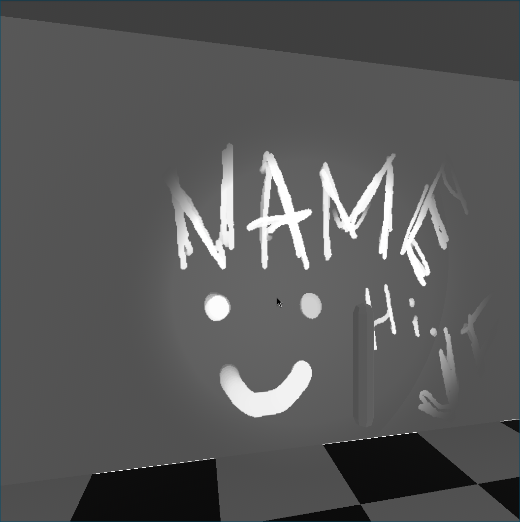 example of shader running, showing hidden writing on a wall