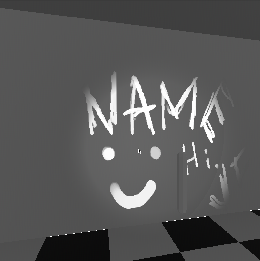 Example of shader running, showing hidden writing on a wall