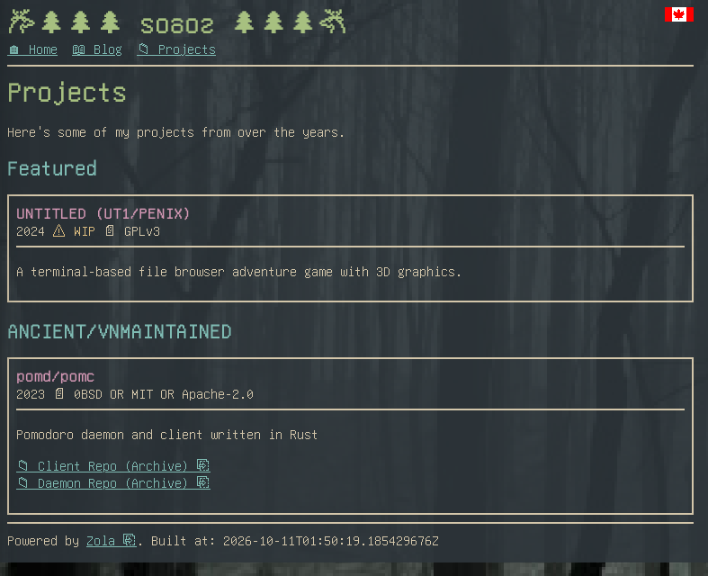 Rendered Projects Page